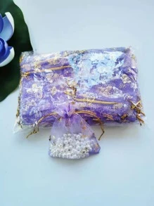 10入組蝴蝶圖案收納網包 - 紫色 - 查看 4