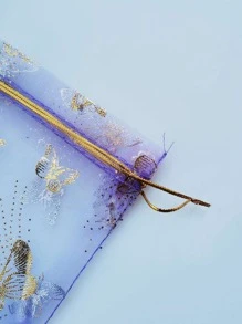 10入組蝴蝶圖案收納網包 - 紫色 - 查看 5