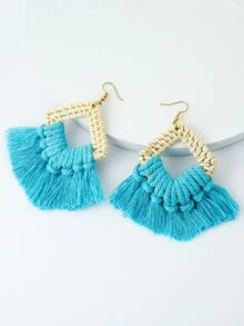 Tassel Decor Drop Earrings - Multicolor - View 1