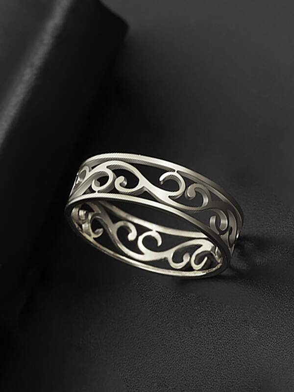 1pc Hollow Out Ring, Stainless Steel Jewelry SHEIN USA