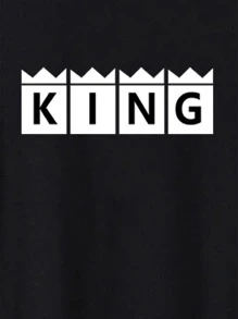 Manfinity Hombres Camiseta con estampado de letra - Negro - Ver 5