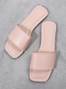 女士單帶學院粉色平底拖鞋