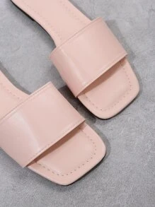 女士單帶學院粉色平底拖鞋