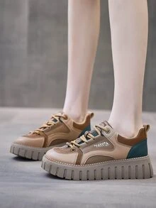 女士拼接厚底時尚戶外彩色休閒鞋