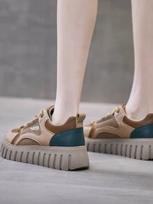 女士拼接厚底時尚戶外彩色休閒鞋