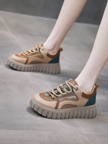 女士拼接厚底時尚戶外彩色休閒鞋