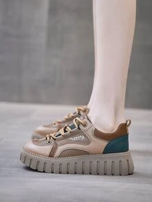 女士拼接厚底時尚戶外彩色休閒鞋