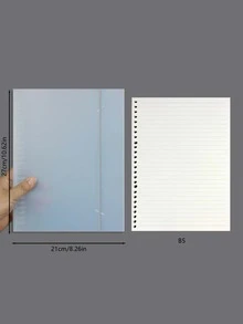 1pc Solid Loose-leaf File Folder - Baby Blue - View 4
