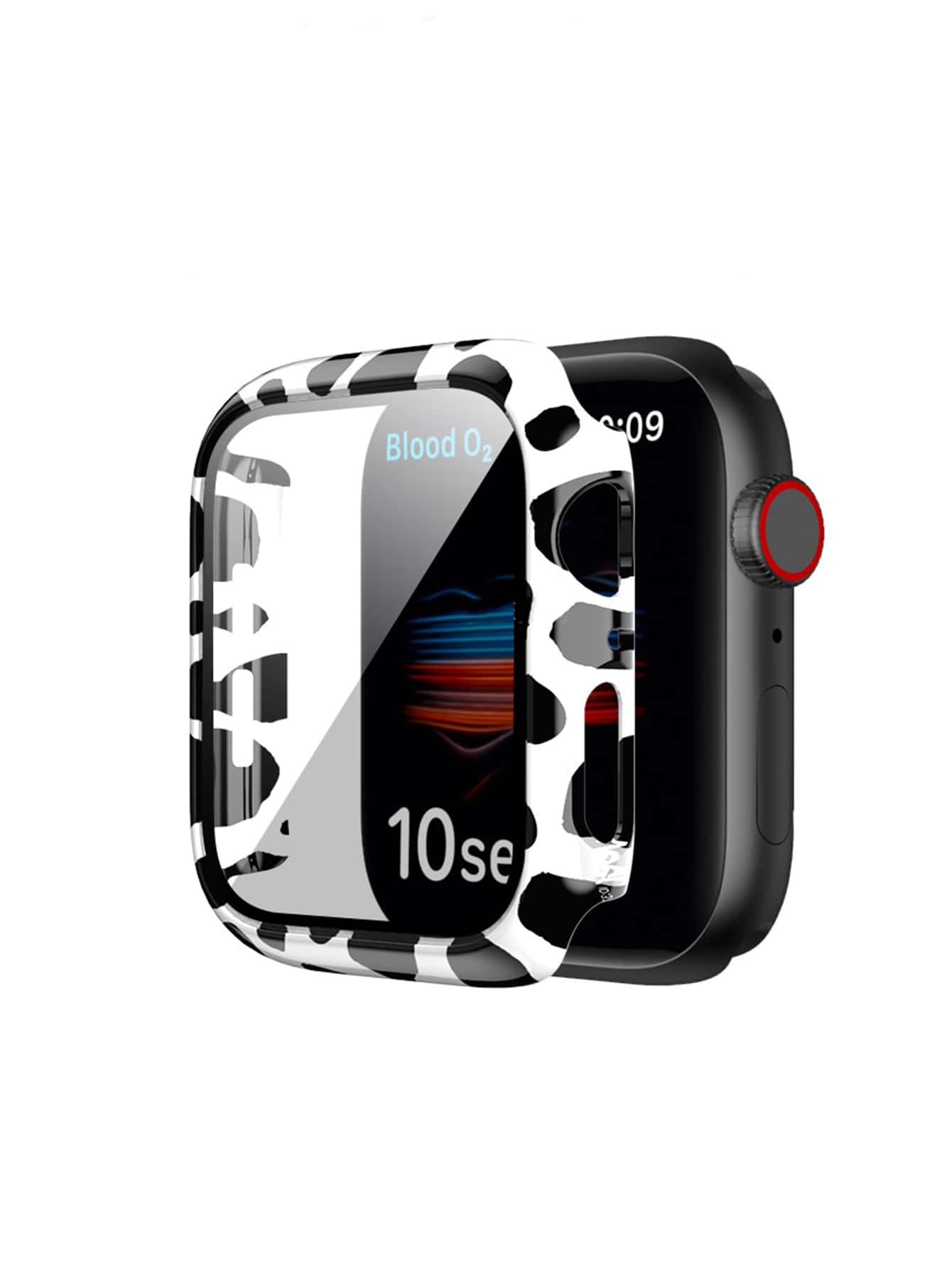 2 In 1 Screen Protector Film & Cow Pattern Case Compatible With Apple Watch - Multicolor - View 1