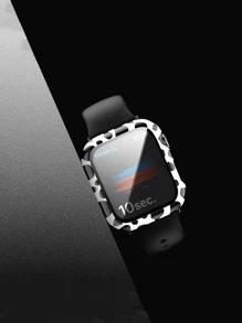 2 In 1 Screen Protector Film & Cow Pattern Case Compatible With Apple Watch - Multicolor - View 4