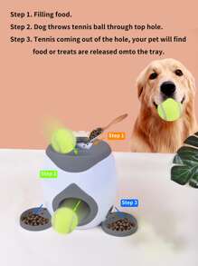 寵物網球互動輸送器,雙孔犬糧獎勵機(包括2個網球和塑料勺) - 深灰色 - 查看 1
