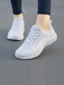 女士防滑繫帶補丁細節運動戶外織物運動鞋