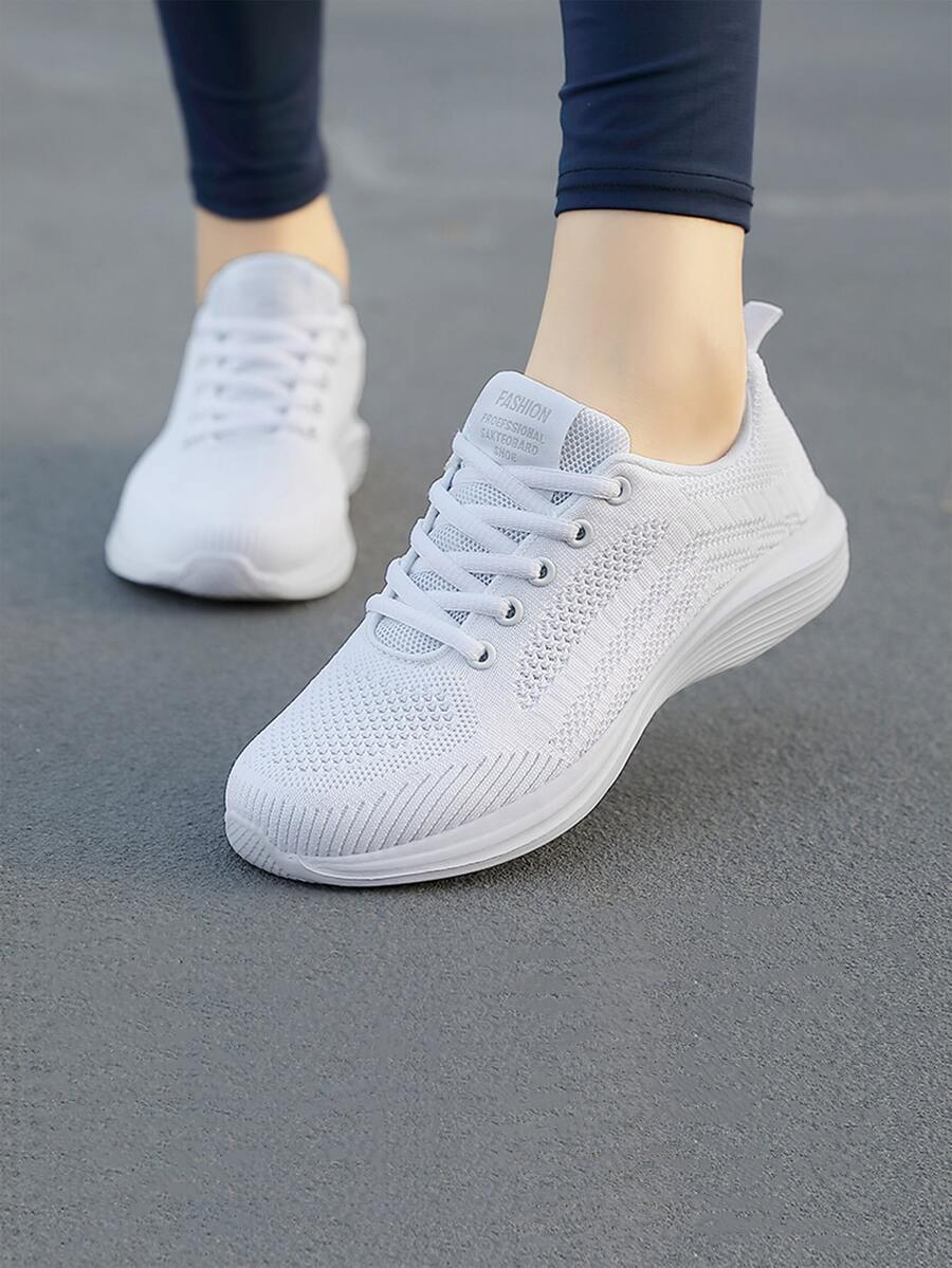 女士防滑繫帶補丁細節運動戶外織物運動鞋