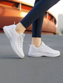 女士防滑繫帶補丁細節運動戶外織物運動鞋