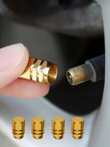 4pcs Car Tire Valve Cap - Gold - View 1