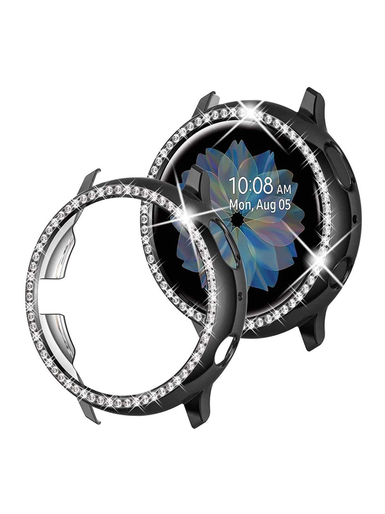 Vỏ đồng hồ Pc khảm kim cương giả rỗng không có miếng bảo vệ màn hình Tương thích với Samsung Galaxy Watch Active2 40mm/44mm (Chỉ tương thích với Samsung Galaxy Active 2) - màu đen - Xem 1