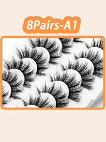 8 Cặp Lông Mi Giả Mềm Mại 25MM 8D Mi Giả Mỏng Nhẹ Bộ Lông Mi Dài Dày Ấn Tượng - màu đen - Xem 5