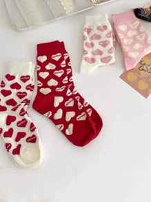 4 đôi Vớ phi hành đoàn hình trái tim và chữ cái ngẫu nhiên - Nhiều màu - Xem 2