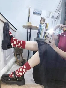 4 đôi Vớ phi hành đoàn hình trái tim và chữ cái ngẫu nhiên - Nhiều màu - Xem 4