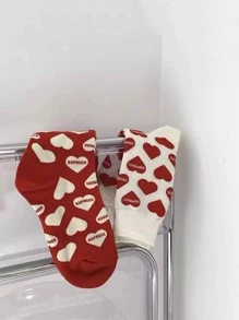 4 đôi Vớ phi hành đoàn hình trái tim và chữ cái ngẫu nhiên - Nhiều màu - Xem 5