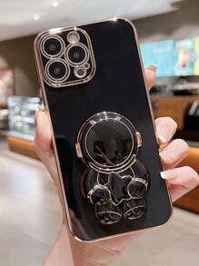 Plating Phone Case With Stand-Out Phone Grip - Black - View 2