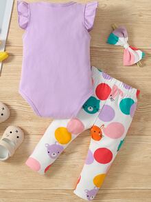 2入组/套女嬰兔子圖案套裝帶頭帶 - 彩色 - 查看 2