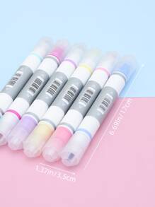 2pcs Random Color Double-end Erasable Highlighter - Multicolor - View 2