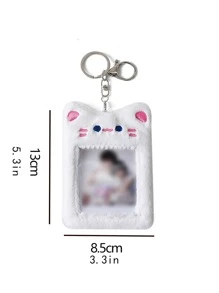 Kawaii Plush Photocard Holder Rabbit Bear Cat Photo Card Holder Girl Cute Keychain ID Credit Bank Protector Stationery - Multicolor - View 3