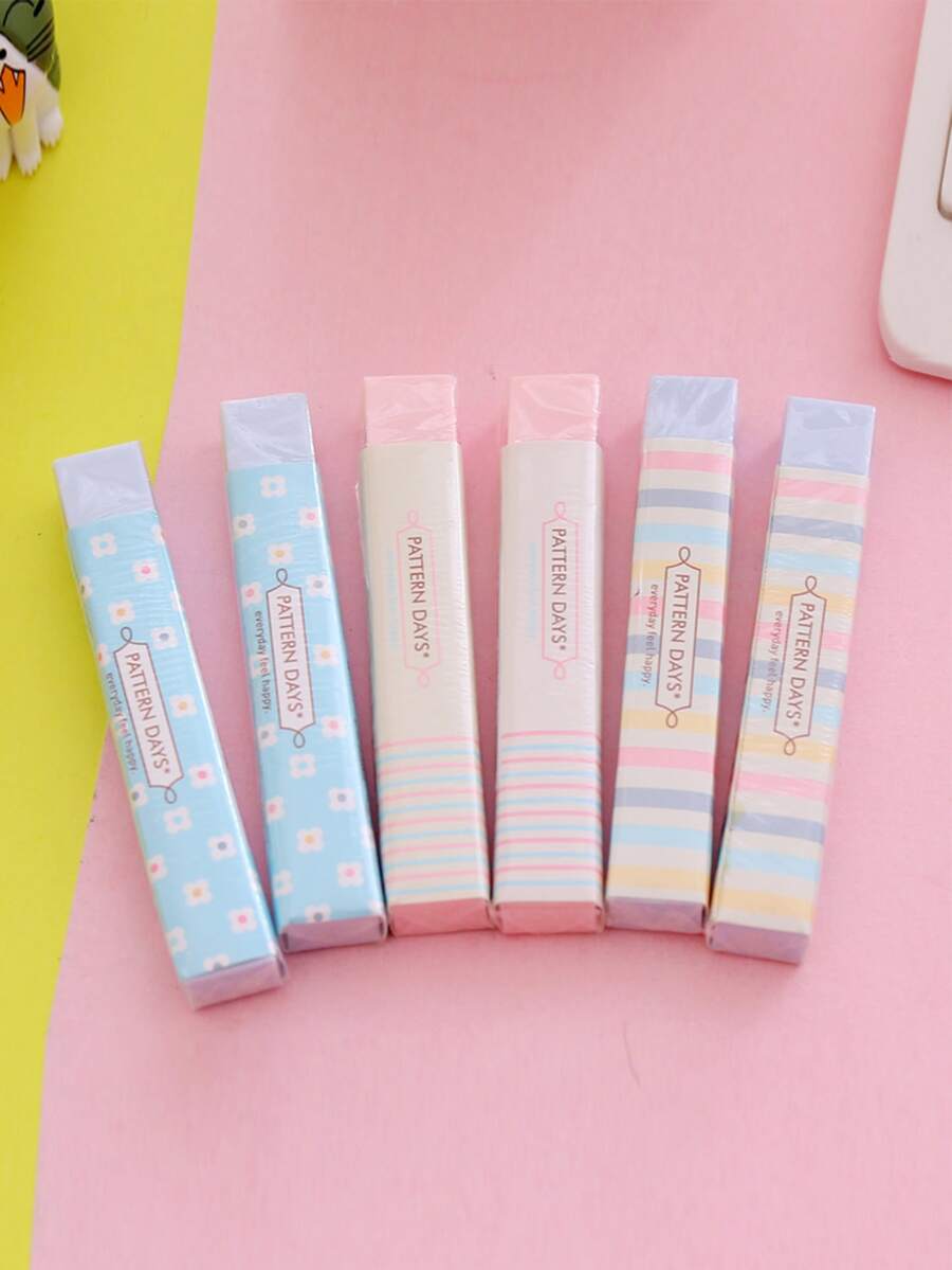 2pcs Slogan Graphic Random Eraser - Multicolor - View 1