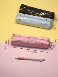 1 pieza Estuche de lápices con patrón de mármol de color aleatorio, Estuche, Bolsa escolar - Multicolor - Ver 3