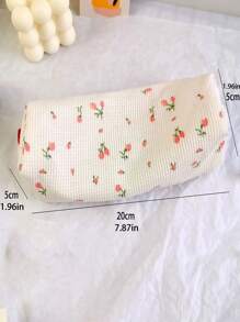 1pc Flower Print Pencil Bag - Blue - View 5