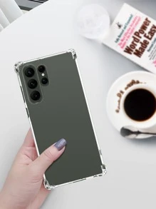 1pc Four-Corner Air Cushion Anti-Fall Phone Case, Silicone Transparent Protective Cover Compatible With IPhone 16/16Pro/16Plus/16ProMax, A55/A54/A53, S24/S24Ultra/S24Plus/S24FE - Clear - View 2