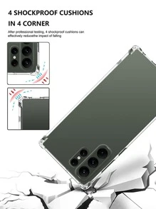 1pc Four-Corner Air Cushion Anti-Fall Phone Case, Silicone Transparent Protective Cover Compatible With IPhone 16/16Pro/16Plus/16ProMax, A55/A54/A53, S24/S24Ultra/S24Plus/S24FE - Clear - View 4