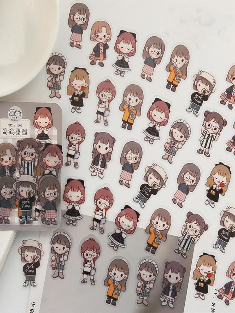 40 cái Cartoon Graphic ngẫu nhiên Sticker - Nhiều màu - Xem 1