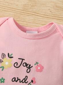 2入组/套女嬰粉紅色花卉圖案套裝帶頭帶 - 彩色 - 查看 4