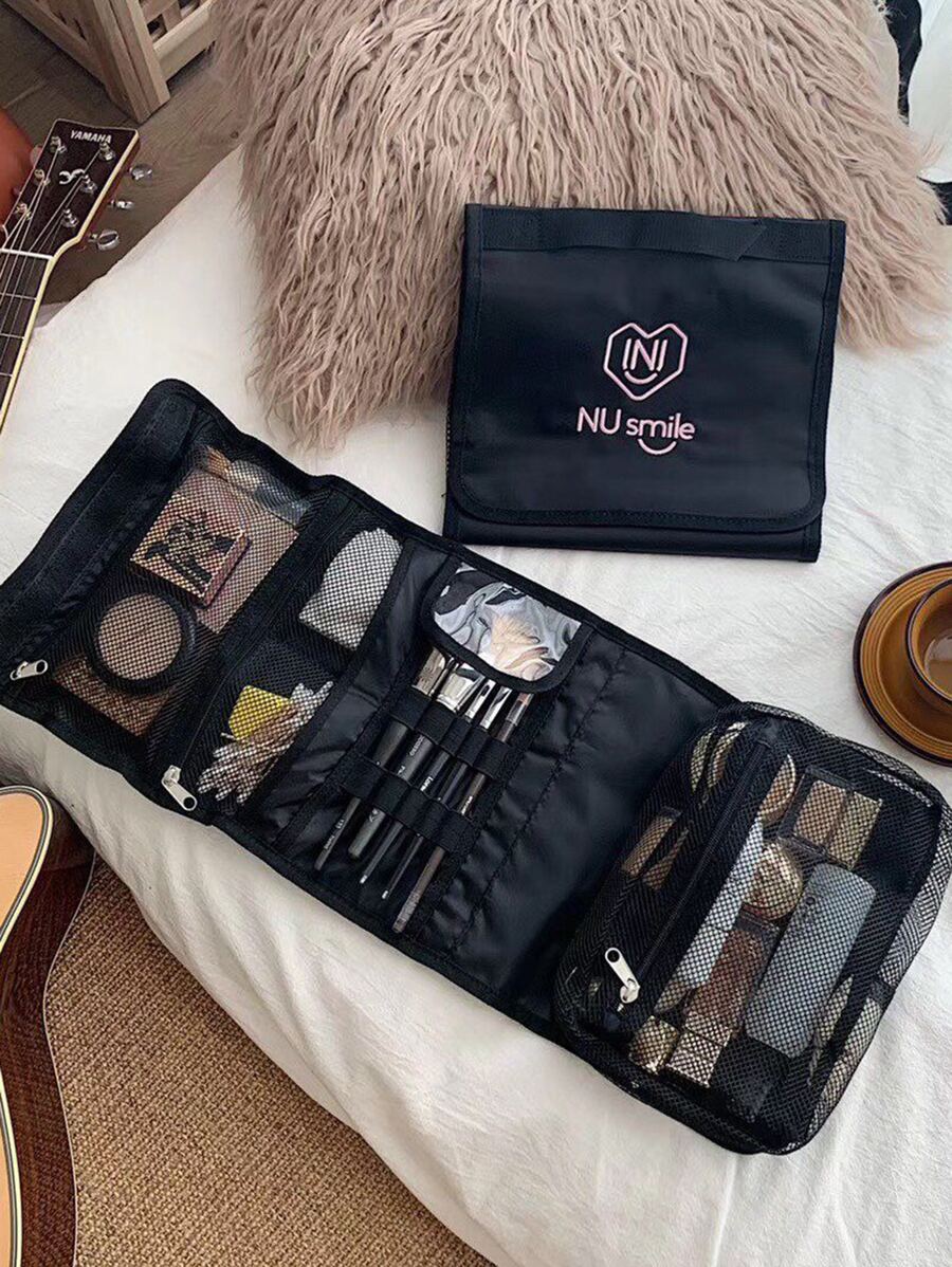 1pc Letter Graphic Travel Storage Bag - Black - View 1