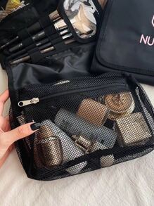 1pc Letter Graphic Travel Storage Bag - Black - View 3