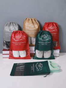 4入組標語圖案隨機色鞋子收納包 - 彩色 - 查看 1