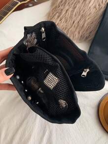 1pc Letter Graphic Travel Storage Bag - Black - View 4