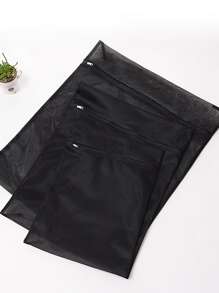 3pcs Mesh Laundry Bag, Black Thick Clothing Wash Protector Bag For Washing Machine - Black - View 3