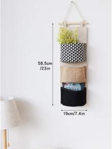 1pc Hanging Random Storage Bag, 3 Grid Hanging Organizer For Home Storage - Multicolor - View 2