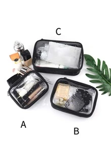 1 pieza bolsa de cosmética transparente - Negro - Ver 1