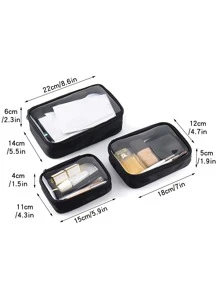 1 pieza bolsa de cosmética transparente - Negro - Ver 2