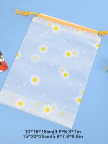 15pcs Daisy Print Drawstring Storage Bag, Portable Shoes Storage Bag For Outdoor - Clear - View 2
