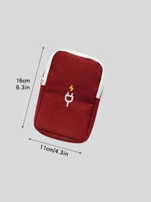 1pc Data Line Travel Bag, Portable Polyester Data Cable Storage Bag, For Travel - Multicolor - View 2