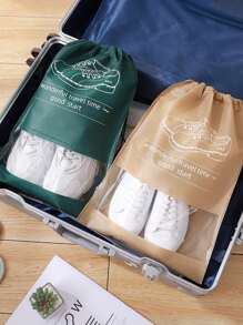 4入組標語圖案隨機色鞋子收納包 - 彩色 - 查看 4