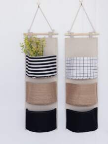 1pc Hanging Random Storage Bag, 3 Grid Hanging Organizer For Home Storage - Multicolor - View 5