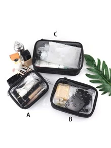 1 pieza bolsa de cosmética transparente - Negro - Ver 5