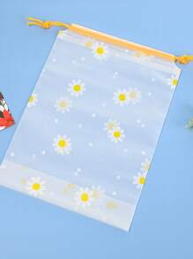 15pcs Daisy Print Drawstring Storage Bag, Portable Shoes Storage Bag For Outdoor - Clear - View 4