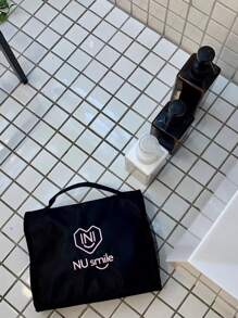 1pc Letter Graphic Travel Storage Bag - Black - View 8